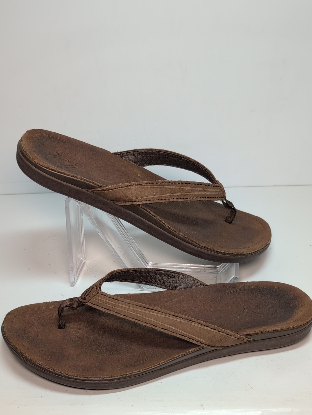Olukai Aukai beach flip flop brown leather sandal women's size 7 EU 37 - Picture 12 of 14